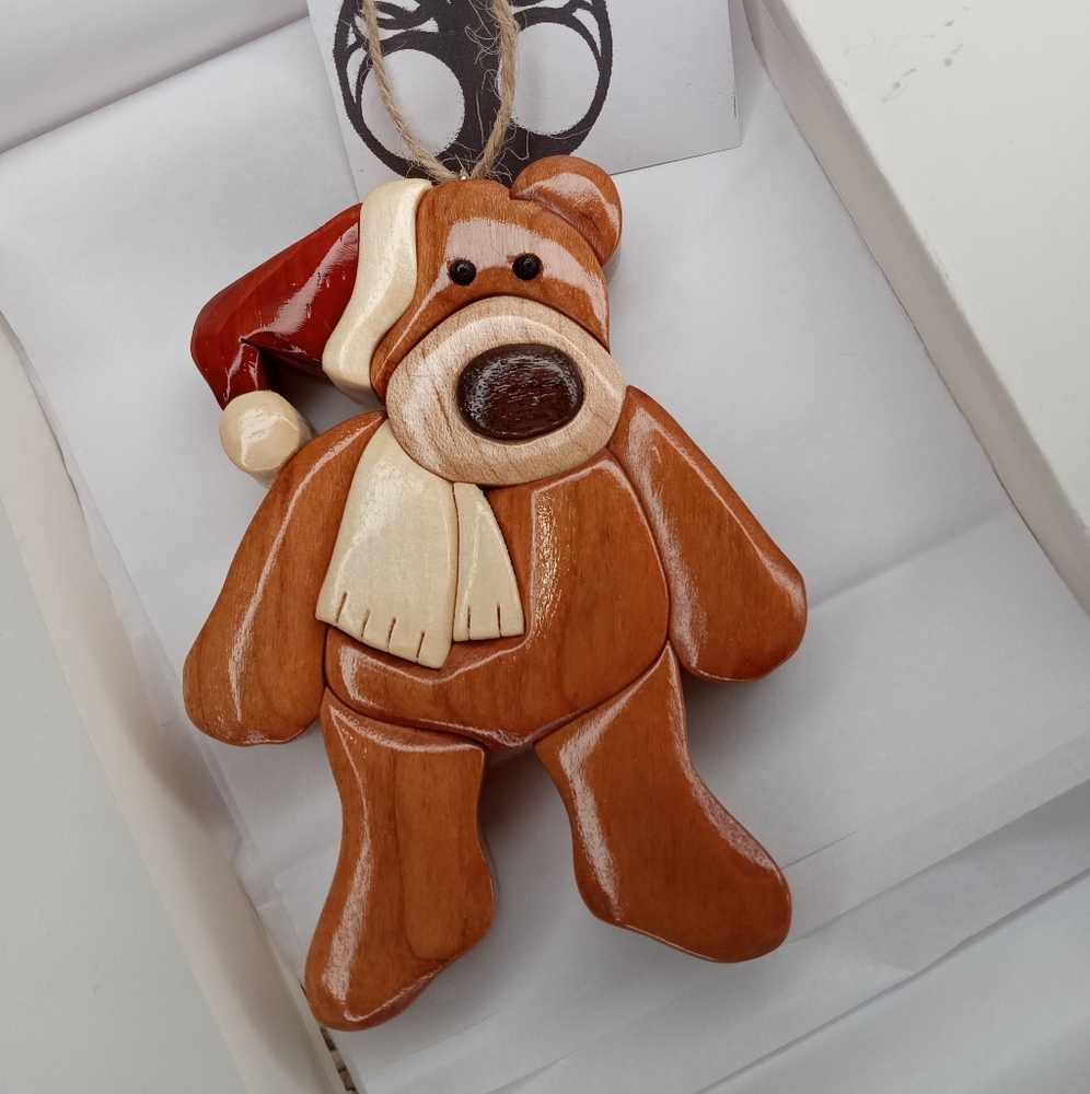 Wooden Christmas Bear Ornament
